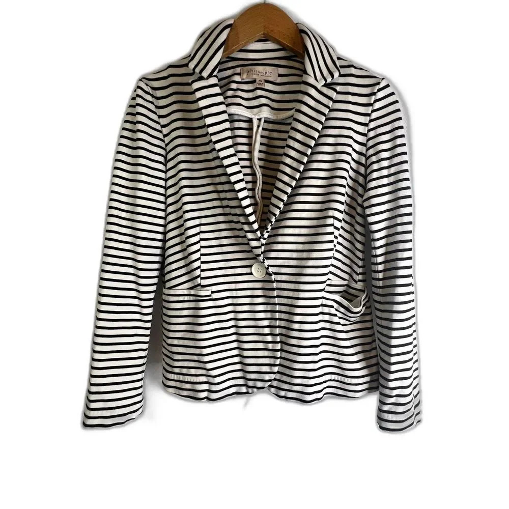 Philosophy‎ Striped One Button Cardigan Jacket Size PM